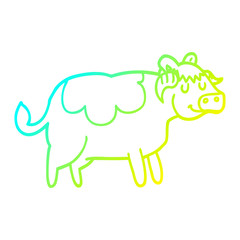 cold gradient line drawing cartoon cow