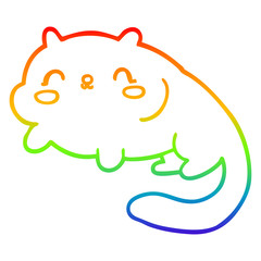 rainbow gradient line drawing cartoon cat