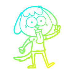 cold gradient line drawing cute cartoon dog