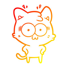 warm gradient line drawing cartoon surprised cat