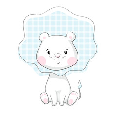 Lion baby cute print. Sweet tiny animal. Little animal illustration for nursery t-shirt, kids apparel, birthday card, invitation