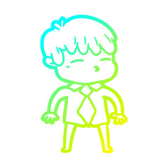 cold gradient line drawing cartoon curious boy