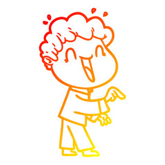 warm gradient line drawing cartoon happy man