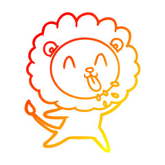 warm gradient line drawing happy cartoon lion