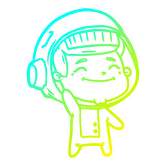 cold gradient line drawing happy cartoon astronaut