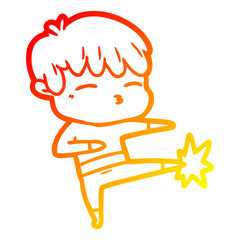warm gradient line drawing cartoon curious boy