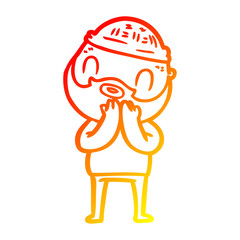 warm gradient line drawing cartoon bearded man