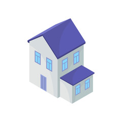 Blue house model. Vector illustration on white background.
