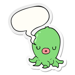 cartoon octopus and speech bubble sticker