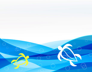 トロピカル　海亀　ウェーブ　モンステラ　夏　清涼　水