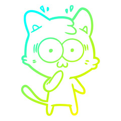 cold gradient line drawing cartoon surprised cat