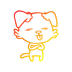warm gradient line drawing cartoon dog sticking out tongue
