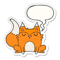 cartoon fox and speech bubble sticker
