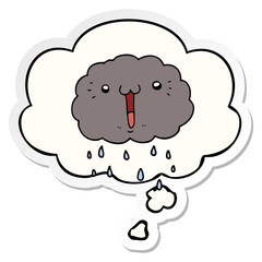 cartoon cloud and thought bubble as a printed sticker