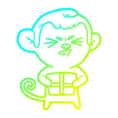 cold gradient line drawing cartoon angry monkey