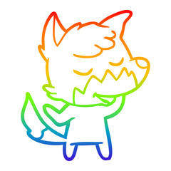 rainbow gradient line drawing friendly cartoon fox