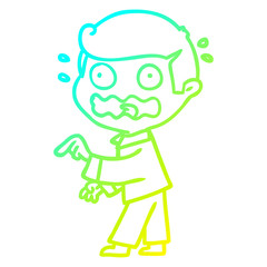 cold gradient line drawing cartoon stressed out pointing