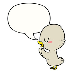 cute cartoon duckling and speech bubble