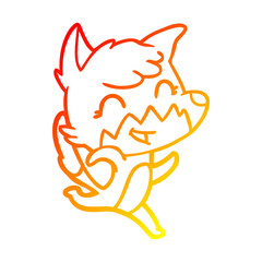 warm gradient line drawing happy cartoon fox