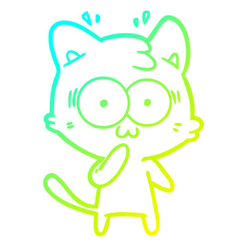 recommend clip art: cold gradient line drawing cartoon surprised cat