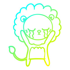 cold gradient line drawing crying cartoon lion