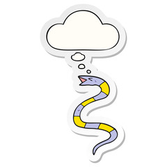 cartoon snake and thought bubble as a printed sticker