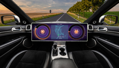 empty autonomous car going to the destination according to navigation