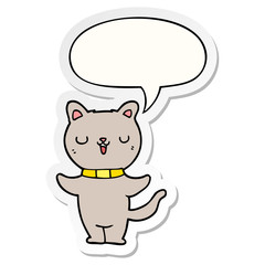 cartoon cat and speech bubble sticker