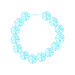 Necklace of large light blue stones. Vector illustration on white background.