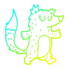 cold gradient line drawing cartoon wolf