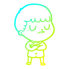 cold gradient line drawing cartoon grumpy boy