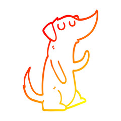 warm gradient line drawing cartoon dog