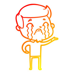 warm gradient line drawing cartoon man crying