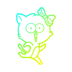 cold gradient line drawing cartoon cat