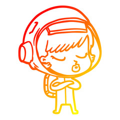 warm gradient line drawing cartoon pretty astronaut girl