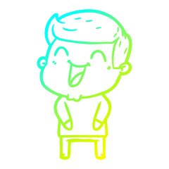 cold gradient line drawing cartoon man laughing
