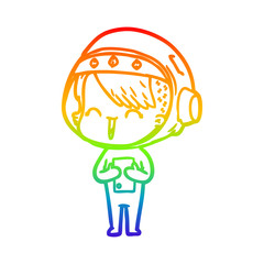 rainbow gradient line drawing happy cartoon space girl