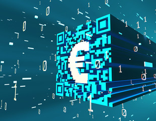 Naklejka premium Digital Technology QR Code, Network Identification and Connection,euro