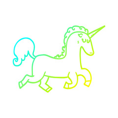cold gradient line drawing cartoon unicorn
