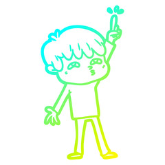 cold gradient line drawing cartoon boy asking question
