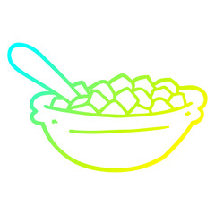 cold gradient line drawing cartoon cereal bowl