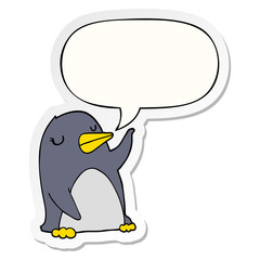 cartoon penguin and speech bubble sticker