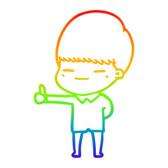 rainbow gradient line drawing cartoon smug boy