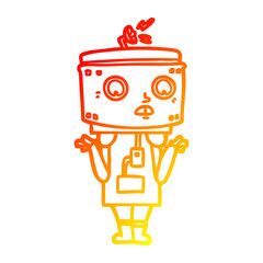 warm gradient line drawing cartoon robot shrugging