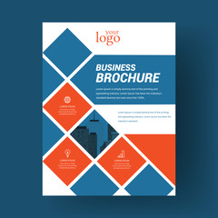 Business flyer brochure cover layout design template with blue color