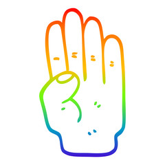 rainbow gradient line drawing cartoon hand