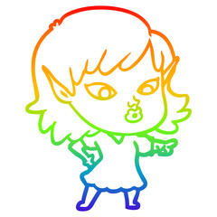 rainbow gradient line drawing pretty cartoon elf girl