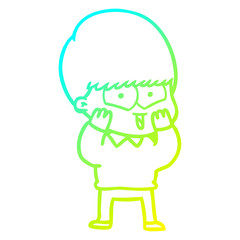 Fototapeta premium cold gradient line drawing cartoon happy boy