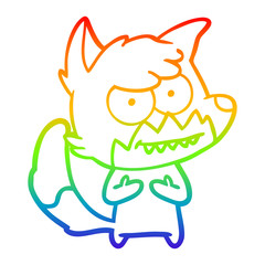 rainbow gradient line drawing cartoon grinning fox
