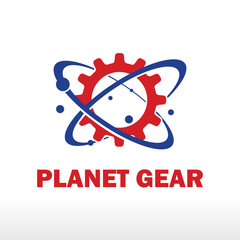 Planet gear icon and logo concept